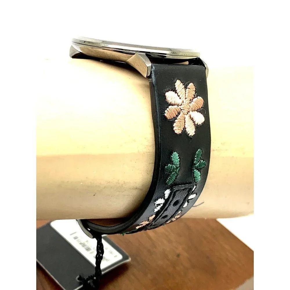 Rebecca Minkoff Women's Watch 2200096 Quartz Black Dial 40mm Floral Leat…